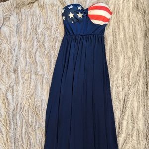 Strapless American flag maxi dress